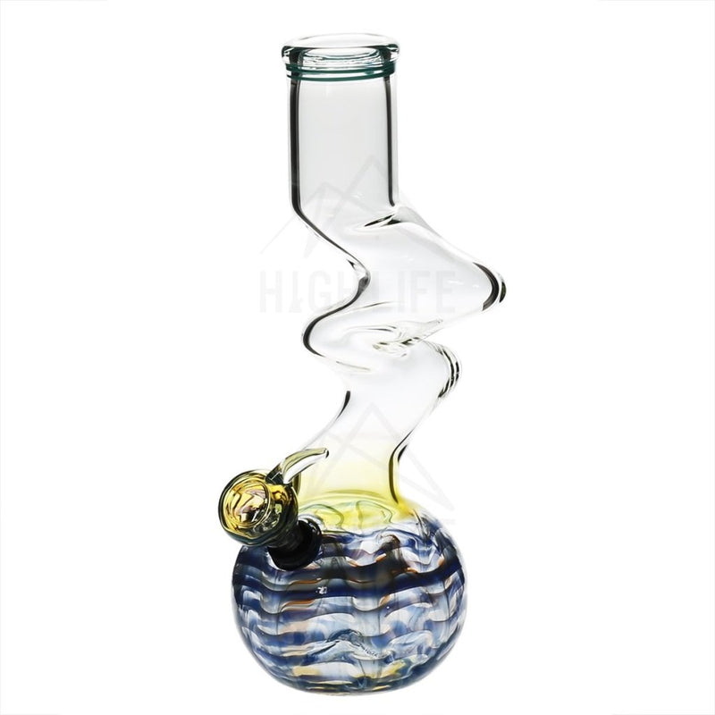 10 44Mm Two Elbow Bong With A Slide - Yellow Rake Blue Bongs & Waterpipes