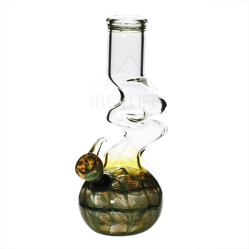 10 44Mm Two Elbow Bong With A Slide - Yellow Rake Green Bongs & Waterpipes