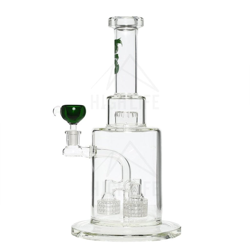 14 Triple Grid Stemless Waterpipe - Green Bongs & Waterpipes