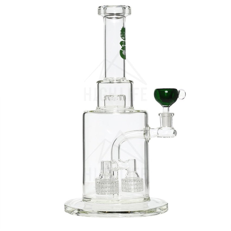 14 Triple Grid Stemless Waterpipe - Green Bongs & Waterpipes