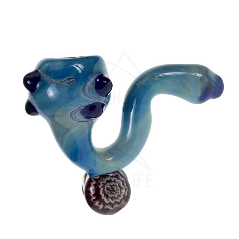 4 Blue With Fumed Sherlock And Marbles Hand Pipes
