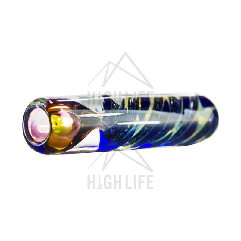 4 Heavy Fumed Chillum With Blue Dichro Swirl Hand Pipes