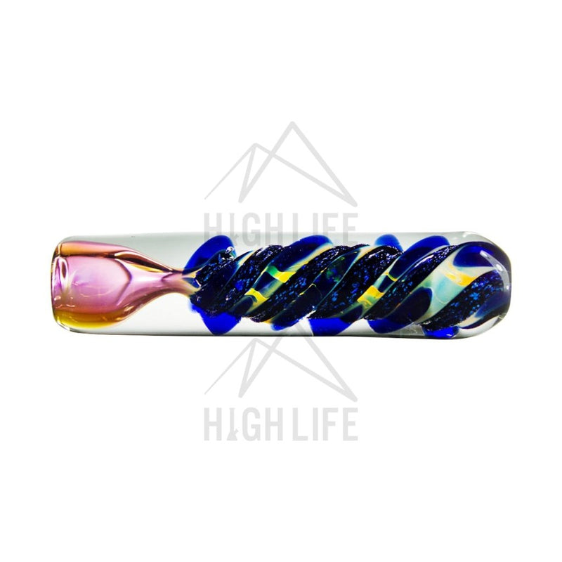 4 Heavy Fumed Chillum With Blue Dichro Swirl Hand Pipes