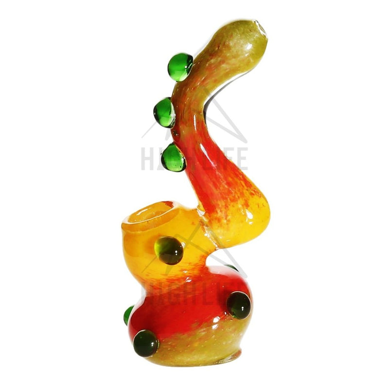 6 Sherlock Bubbler - Fritted Rasta With Marbles Bubblers & Dab Rigs