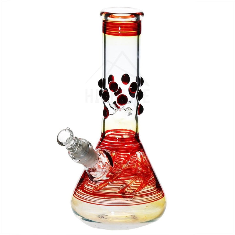 8 Beaker Bong With Marbles Red Bongs & Waterpipes