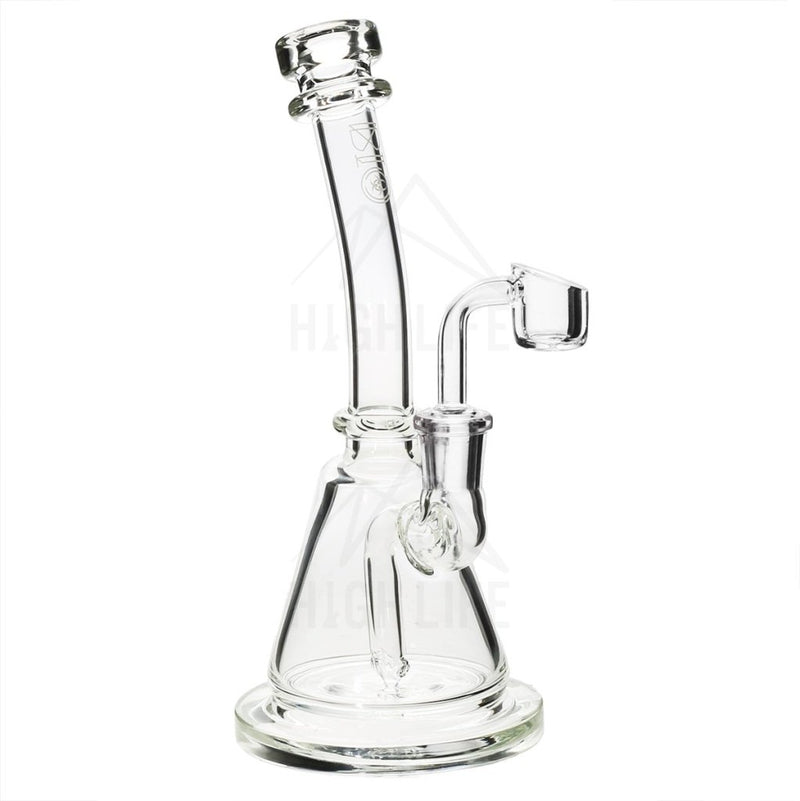 8 Bio Inline Banger Hanger W/ - Clear With Silver Decal Bubblers & Dab Rigs