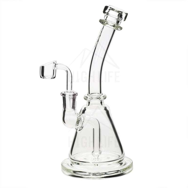 8 Bio Inline Banger Hanger W/ - Clear With Silver Decal Bubblers & Dab Rigs