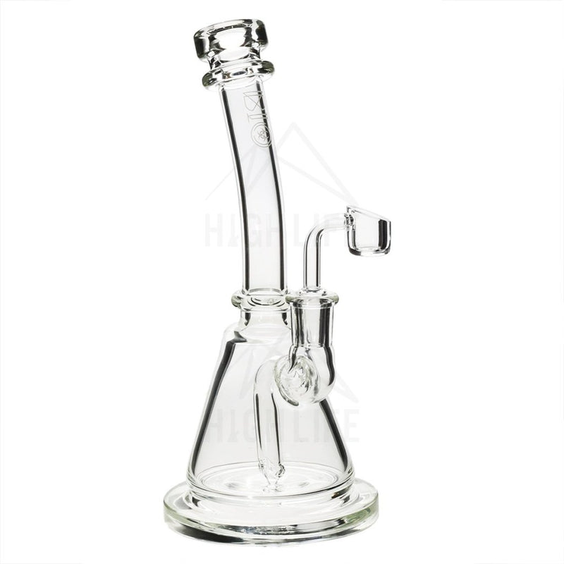 8 Bio Inline Banger Hanger W/ - Clear With Silver Decal Bubblers & Dab Rigs