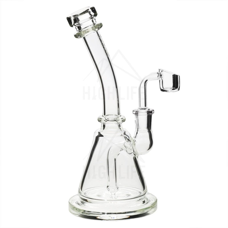 8 Bio Inline Banger Hanger W/ - Clear With Silver Decal Bubblers & Dab Rigs