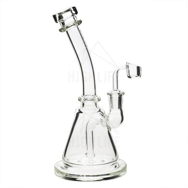 8 Bio Inline Banger Hanger W/ - Clear With Silver Decal Bubblers & Dab Rigs