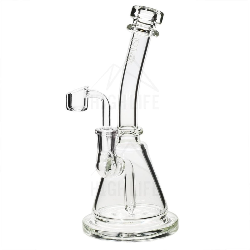 8 Bio Inline Banger Hanger W/ - Clear With Silver Decal Bubblers & Dab Rigs