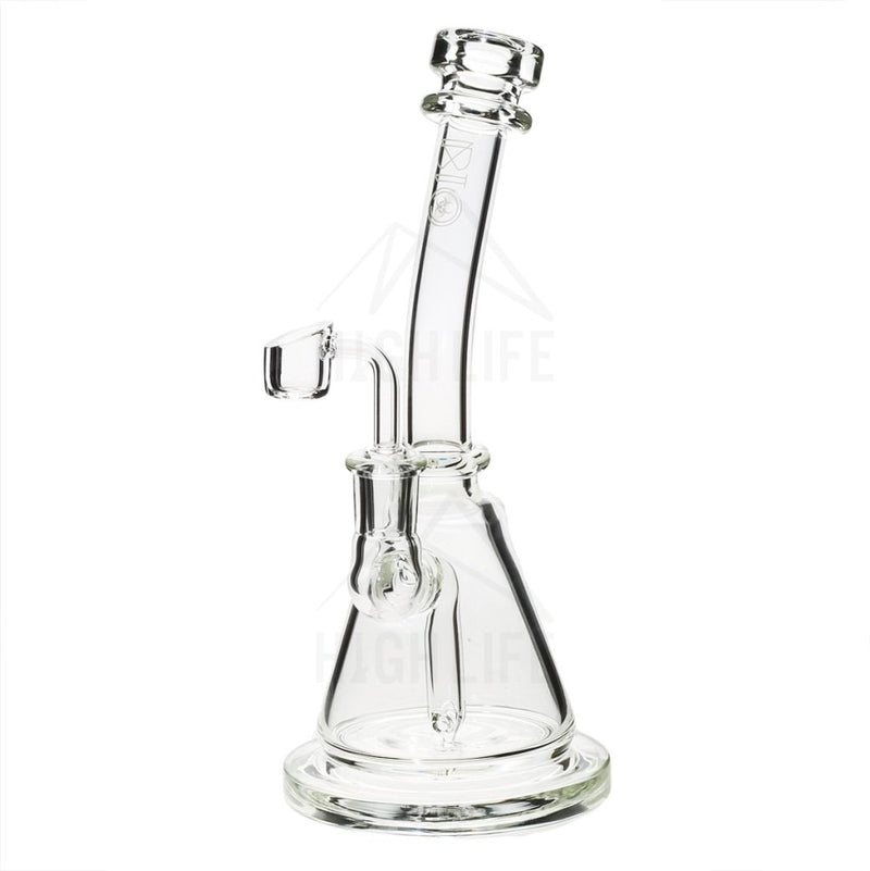 8 Bio Inline Banger Hanger W/ - Clear With Silver Decal Bubblers & Dab Rigs