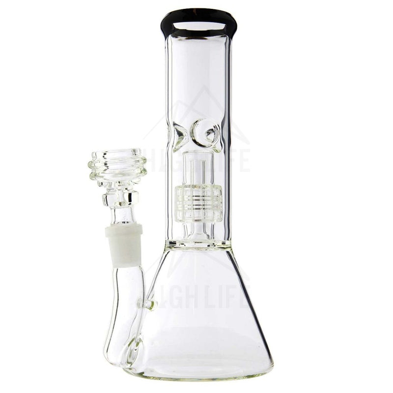 8 Minimalist Beaker Waterpipe With Grid Perc Black