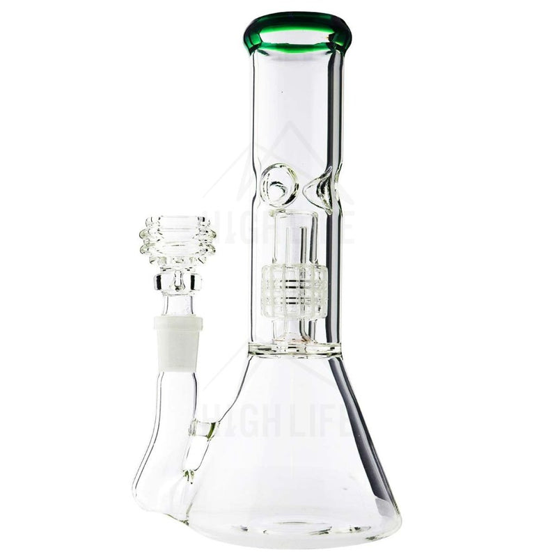 8 Minimalist Beaker Waterpipe With Grid Perc Green