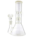 8 Minimalist Beaker Waterpipe With Grid Perc White