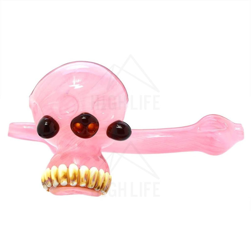 8 Pink Three Faced Skull Hammer Bubbler Bubblers & Dab Rigs