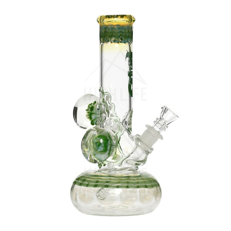 9 Bio Three Marble Bubble Bottom - Green W/ Illuminati Bongs & Waterpipes