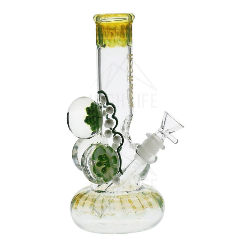 9 Bio Three Marble Bubble Bottom - Green W/ Illuminati Bongs & Waterpipes