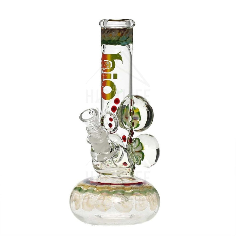 9" Bio Three Marble Bubble Bottom - Rasta w/ Illuminati 