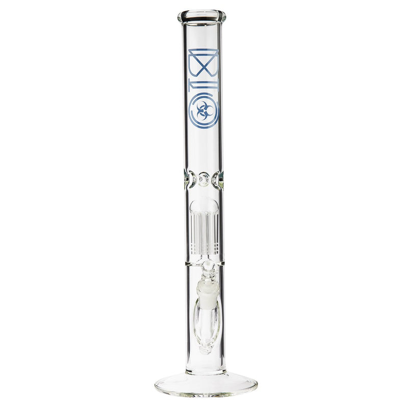 18" BIO 10 Arm Tree Percolator Straight Bong - Blue BIO Logo