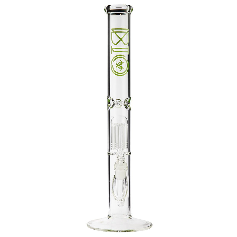 18" BIO 10 Arm Tree Percolator Straight Bong - Green BIO Logo