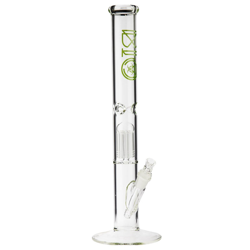 18" BIO 10 Arm Tree Percolator Straight Bong - Green BIO Logo