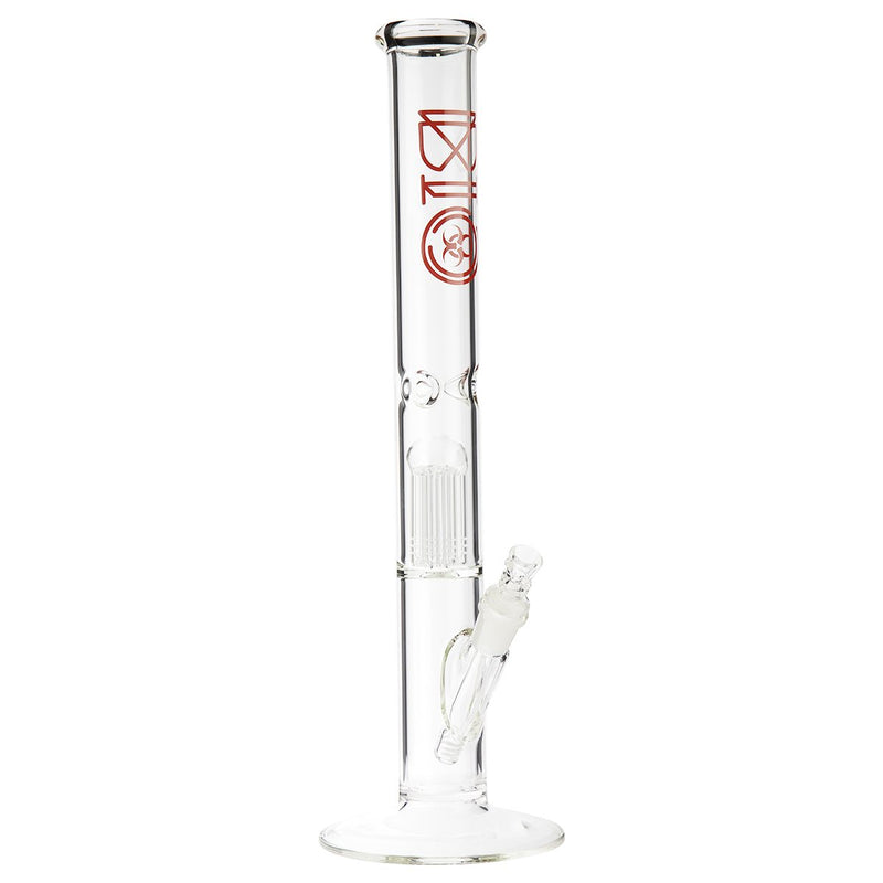 18" BIO 10 Arm Tree Percolator Straight Bong - Red BIO Logo