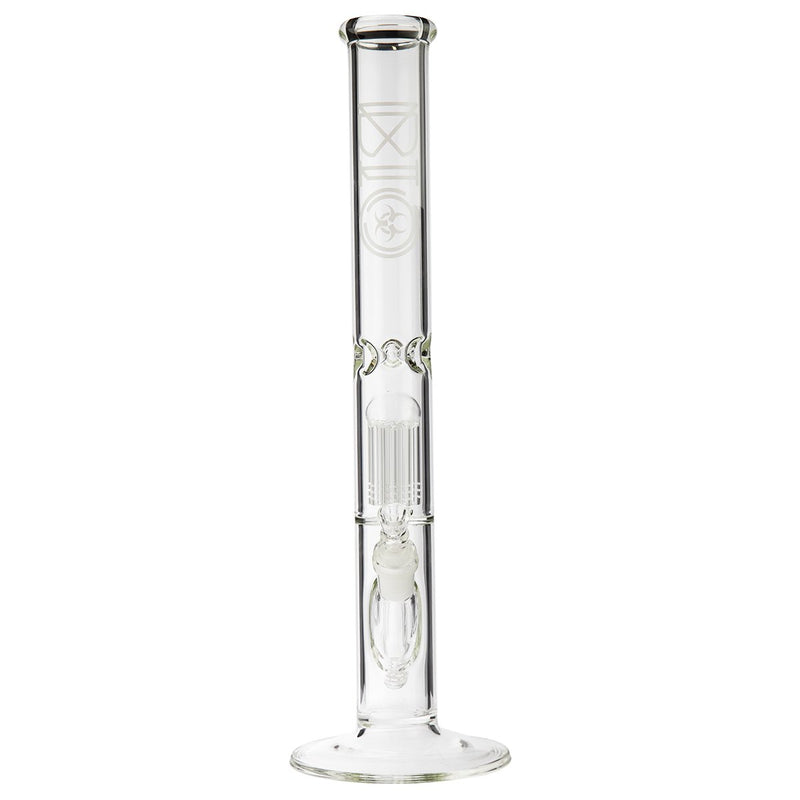 18" BIO 10 Arm Tree Percolator Straight Bong - Silver BIO Logo