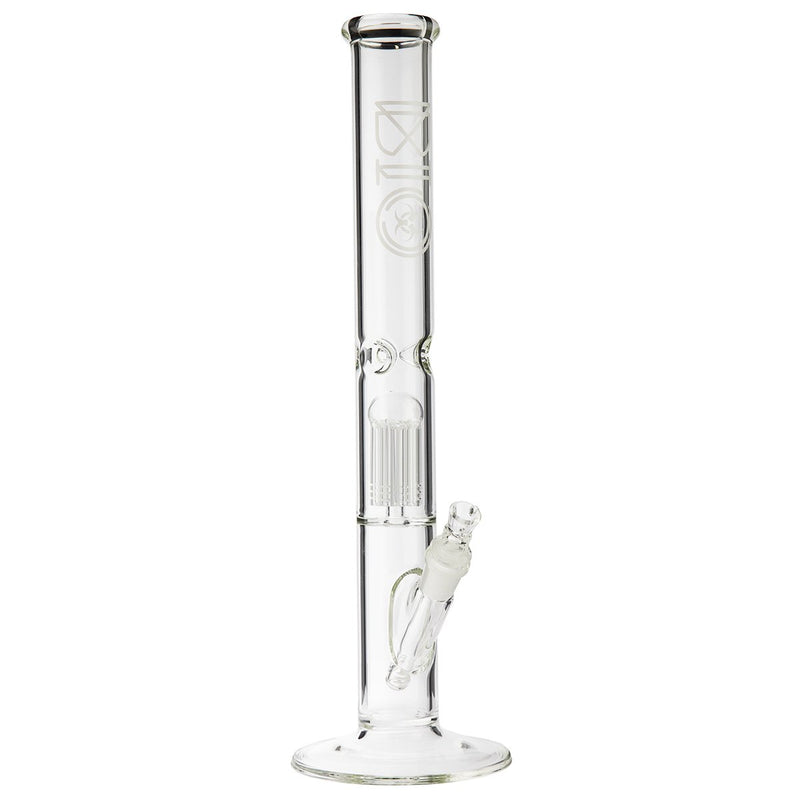 18" BIO 10 Arm Tree Percolator Straight Bong - Silver BIO Logo