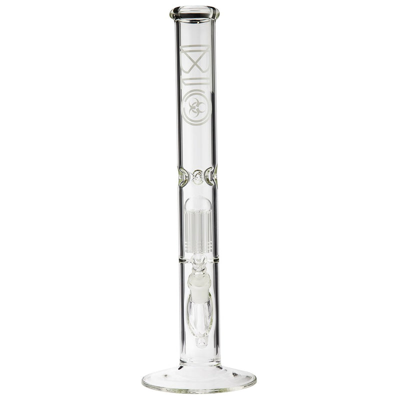 18" BIO 10 Arm Tree Percolator Straight Bong - White BIO Logo