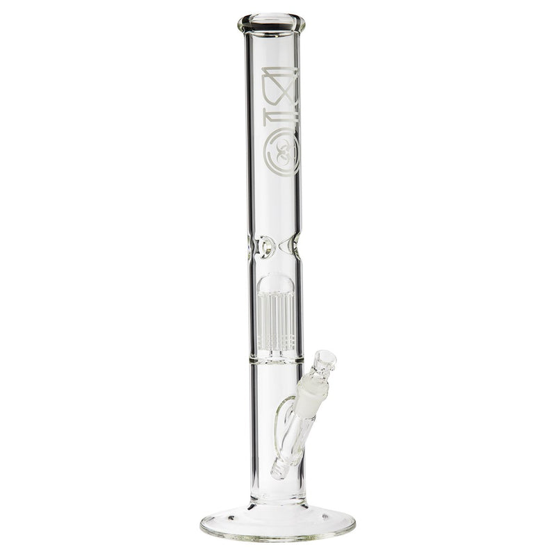 18" BIO 10 Arm Tree Percolator Straight Bong - White BIO Logo