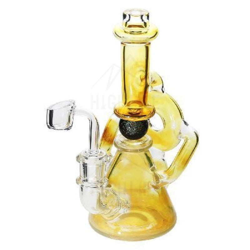 Ball Spindle Recycler Banger Hanger Dab Rig Beaker With A Yellow Bubblers & Rigs