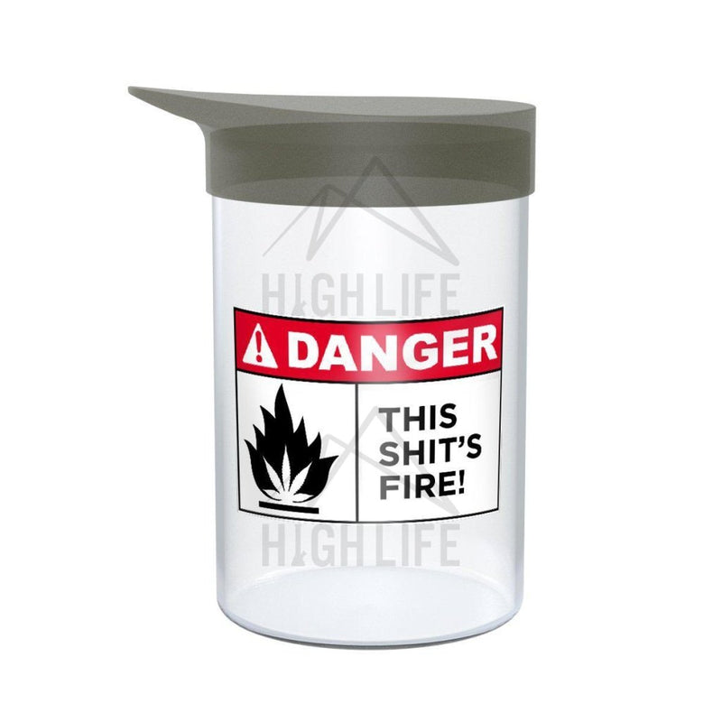 Glass Jar with Silicone Lid Large 2oz (56.0g) Danger Fire