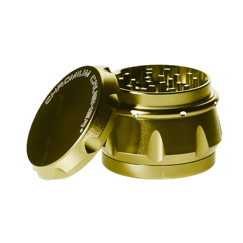 4pc Chromium Crusher Weed Grinder With Finger Grooves Gold