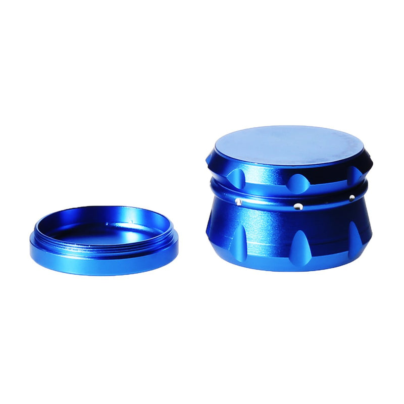 2 1/2"  Chromium Crusher 4 piece Blue Grinder with Finger Grooves Design