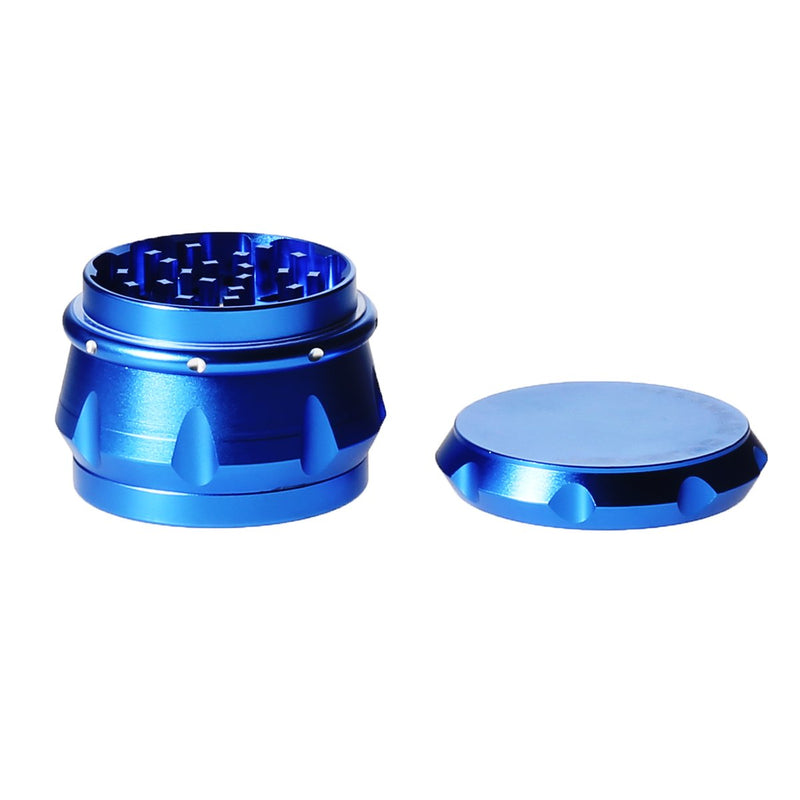 2 1/2"  Chromium Crusher 4 piece Blue Grinder with Finger Grooves Design