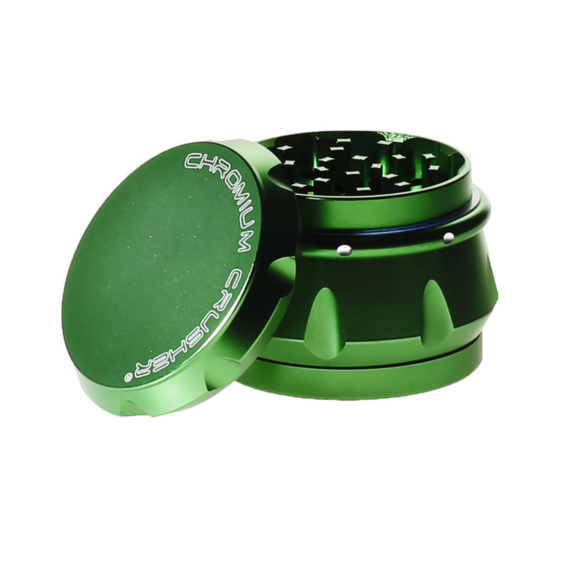 4pc Chromium Crusher Grinder With Finger Grooves Green - 2 1/2"