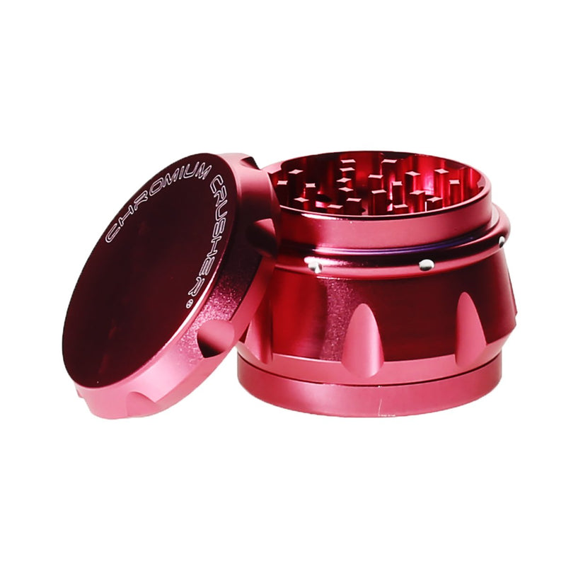 4pc Chromium Crusher Grinder With Finger Grooves Pink - 2 1/2"