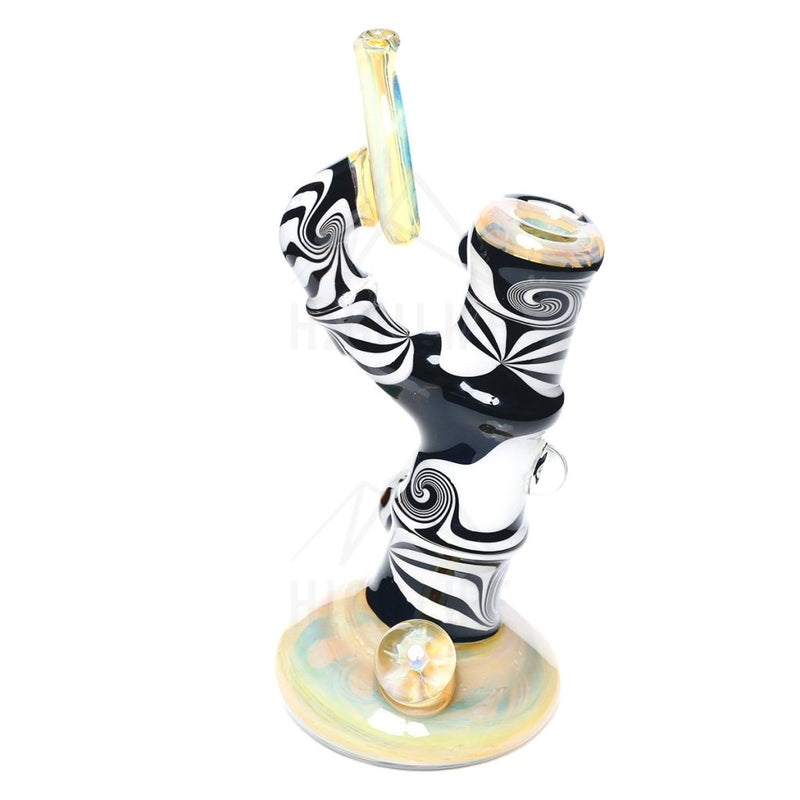 Heady Chris Carlson Black/White Worked Gold Fume Bubbler