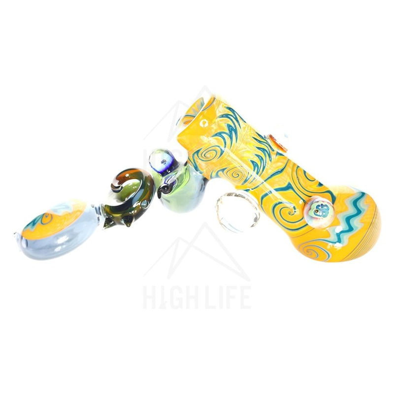 Heady SG Yellow Blue Worked Hammer Bubbler 