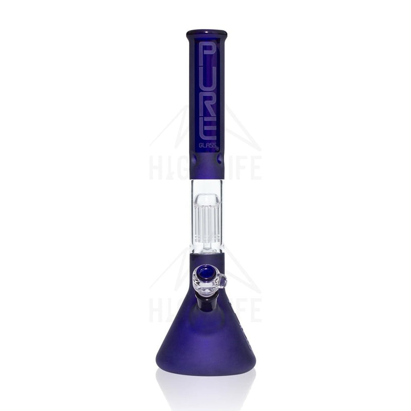 Pure Glass 18 50Mmx5Mm 10 Arm Single Tree Perc 3D Etch Beaker Bong Blue Bongs & Waterpipes