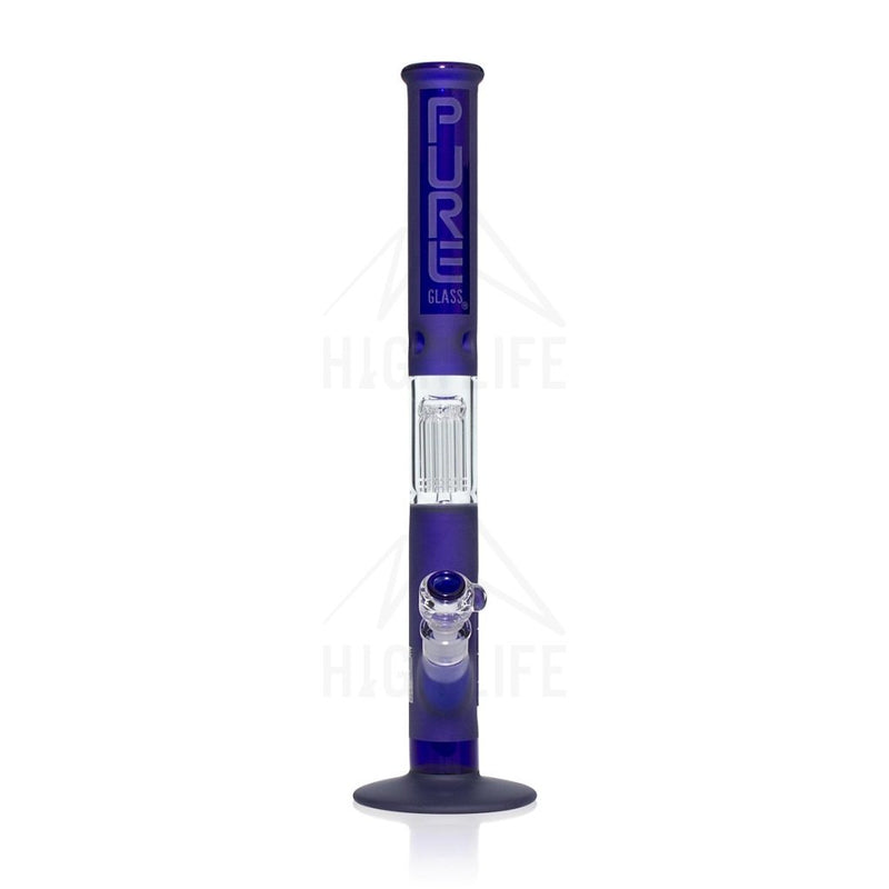 Pure Glass 18 50Mmx5Mm 10 Arm Single Tree Perc 3D Etch Straight Bong Blue Bongs & Waterpipes