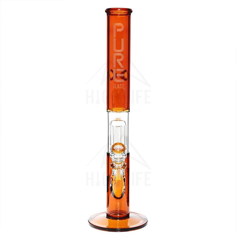 Pure Glass 18 50Mmx5Mm Single Tree10Arm Straight Amber Bongs & Waterpipes