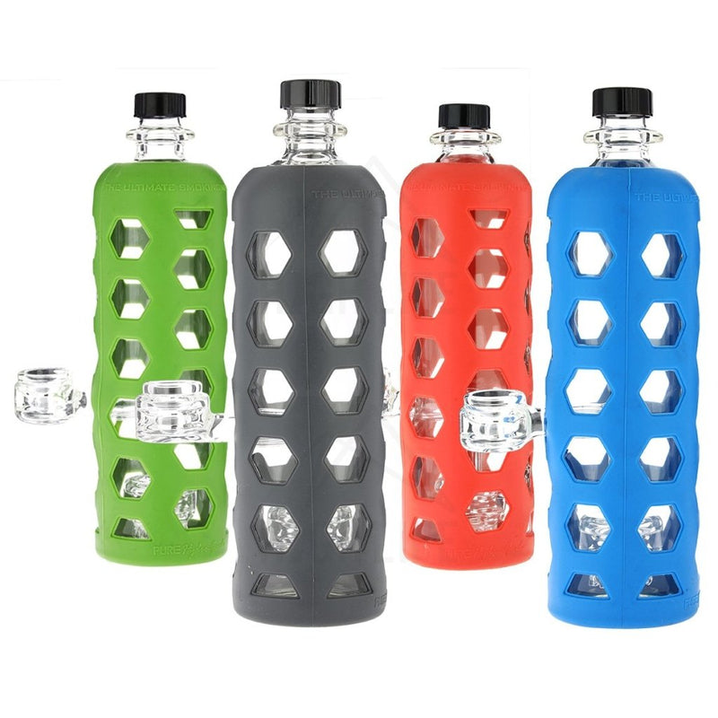 Pure Glass 9 Clear Bottle Mini Jellyfish Perc With Silicone Sleeve