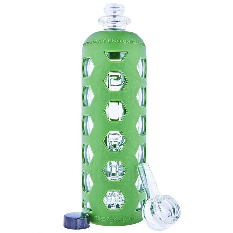 Pure Glass 9 Clear Bottle Mini Jellyfish Perc With Silicone Sleeve Green