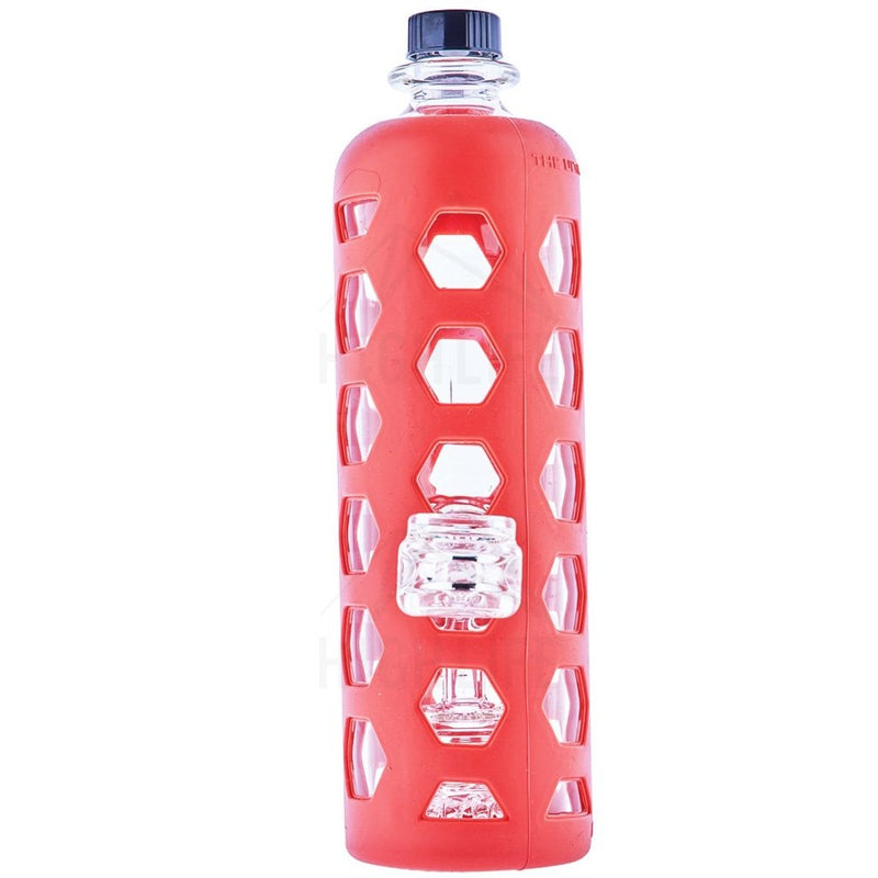 Pure Glass 9 Clear Bottle Mini Jellyfish Perc With Silicone Sleeve Red