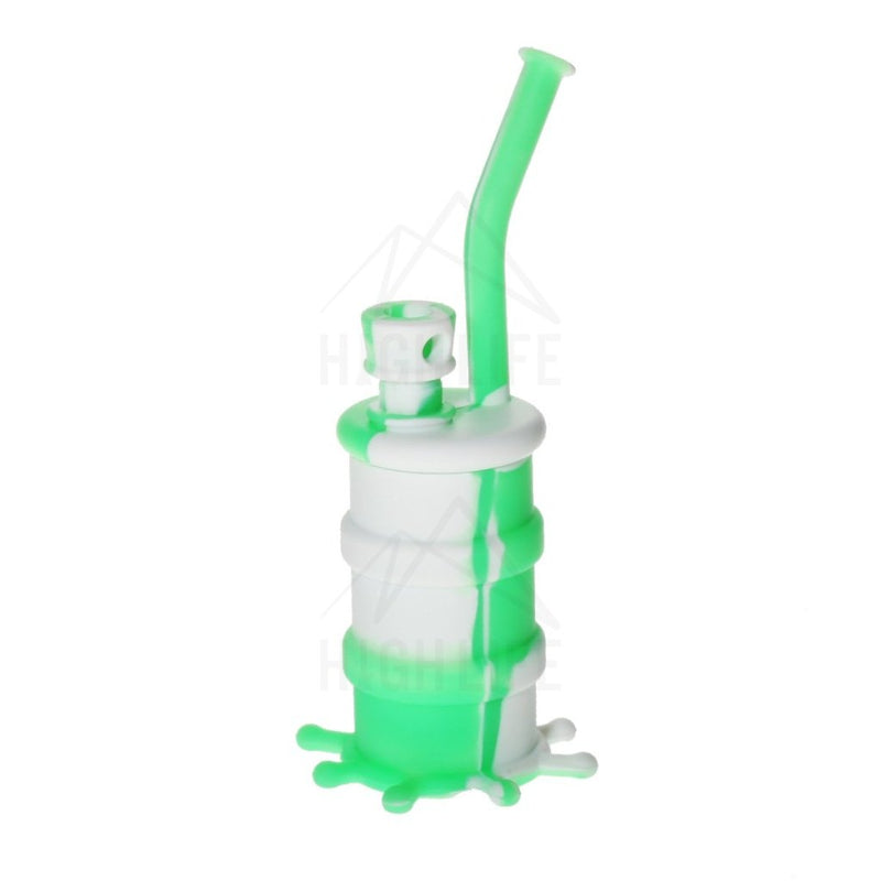 Silicone 8 Bent Neck Small Oil Drum Bubbler Green