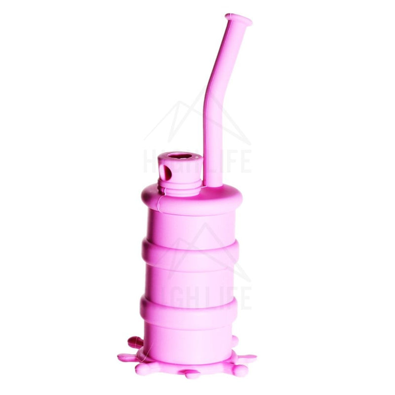 Silicone 8 Bent Neck Small Oil Drum Bubbler Pink