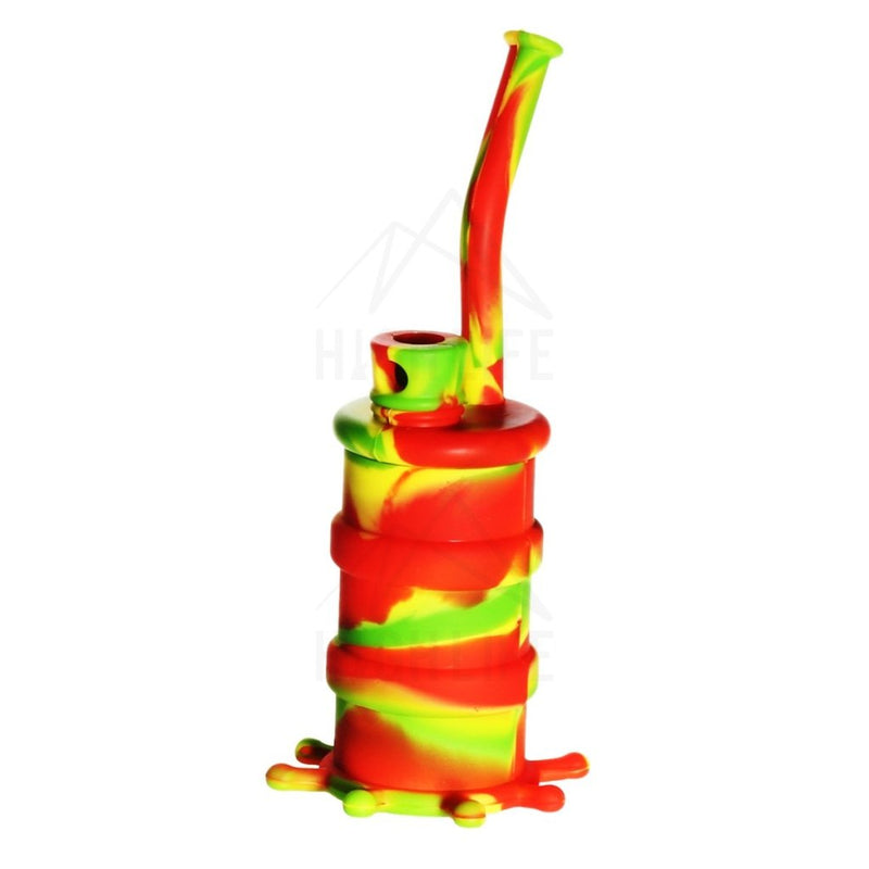 Silicone 8 Bent Neck Small Oil Drum Bubbler Rasta