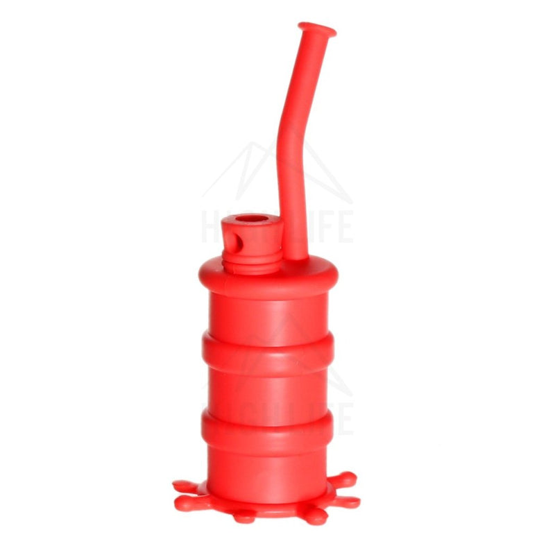 Silicone 8 Bent Neck Small Oil Drum Bubbler Red